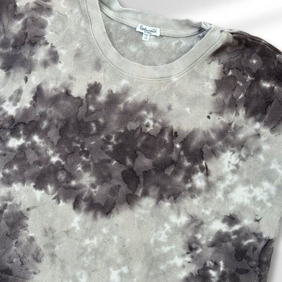 Splendid Tie-dye Cropped Sweatshirt Gray/Taupe Cloud Wash | Size XS - Picture 3 of 6